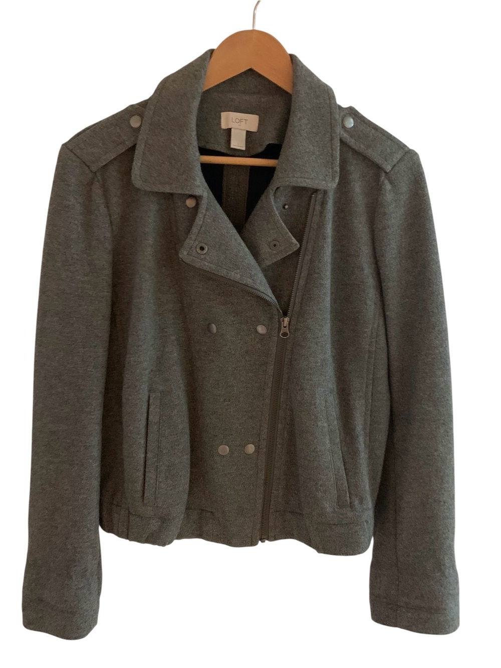 LOFT Women's Charcoal Gray Moto Bomber Jacket